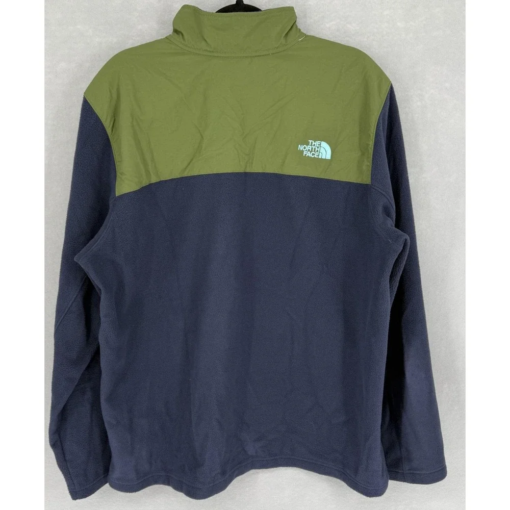 The North Face Fleece Pullover Men‎ XL Green Navy Blue Quarter Zip Colorblock